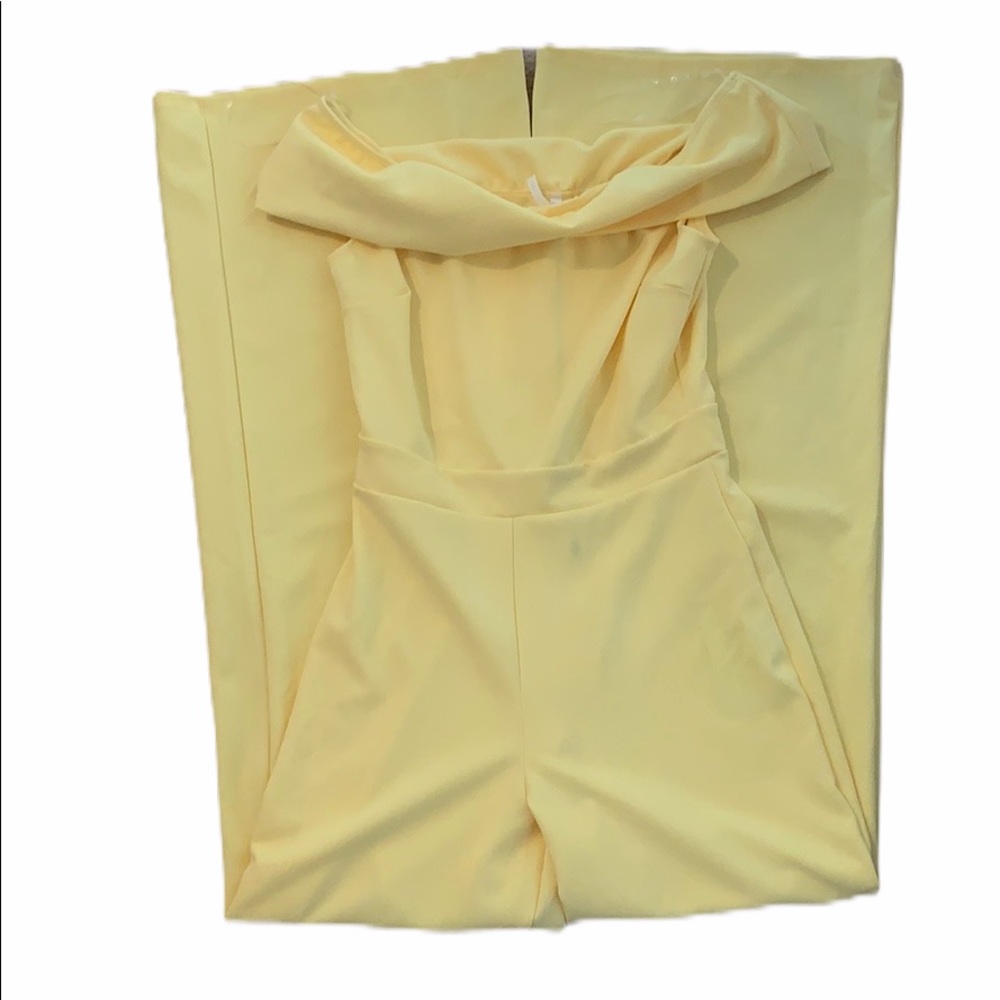 NWT Diva Boutique Pale Yellow Off Shoulder Jumpsui